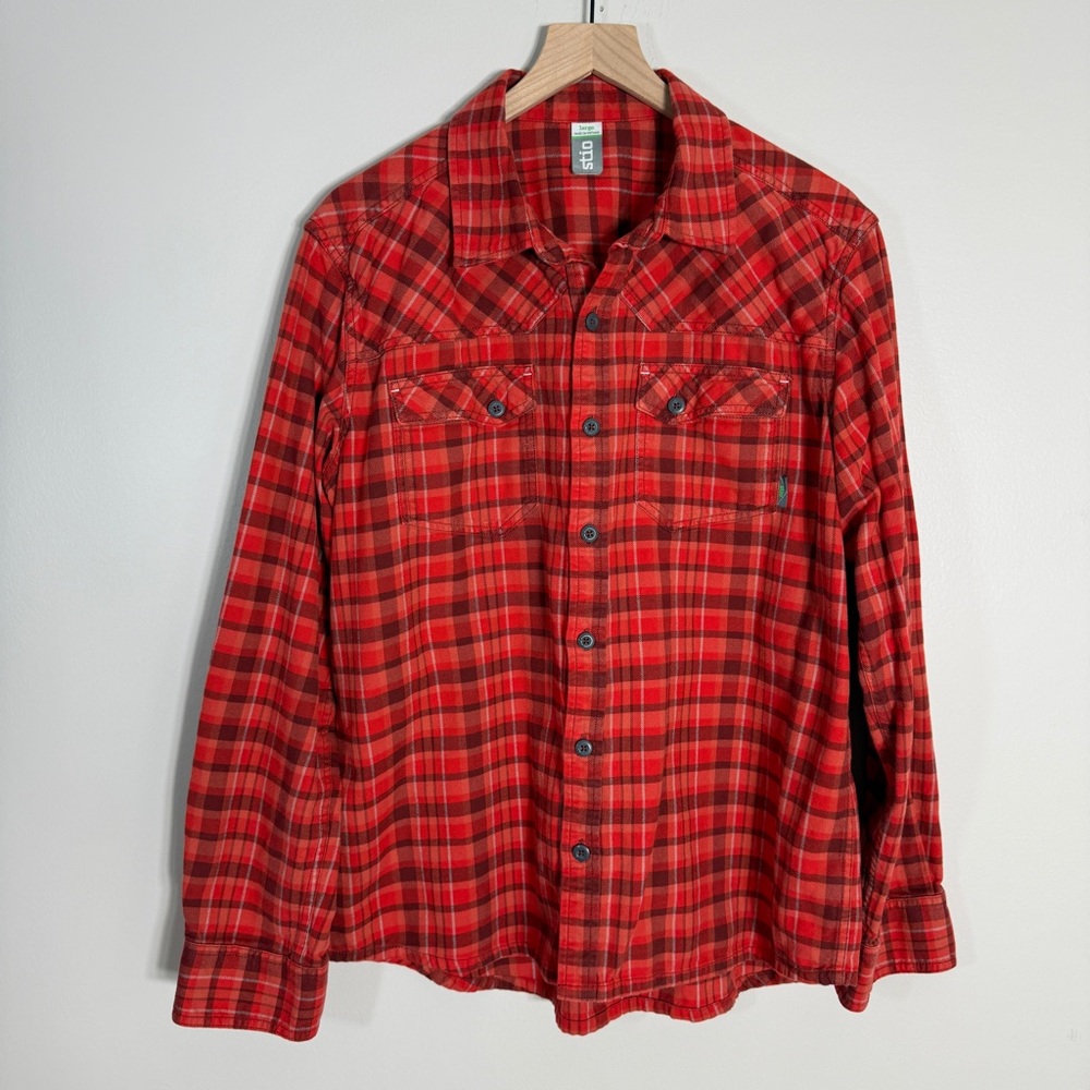 Stio Orange Plaid Mid Weight Flannel